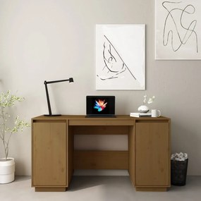 vidaXL Secretária 140x50x75 cm pinho maciço castanho-mel