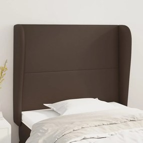 vidaXL Cabeceira cama c/ abas couro artif. 93x23x118/128 cm castanho
