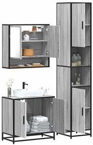 3 pcs Conjunto móveis casa de banho madeira proc. cinza sonoma
