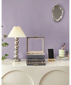 Caixa de jóias com 3 níveis 20,3 x 23,1 x 13,5 cm cinzento + dourado