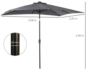 Chapéu de Sol com Luzes LED 268x205x248 cm Chapéu de Sol de Jardim Inc