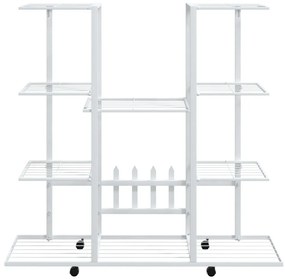Suporte de vasos c/ rodas 94,5x24,5x91,5 cm ferro branco