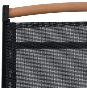 Cadeiras de jardim dobráveis 2 pcs alumínio e textilene preto