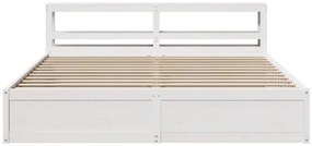 Estrutura de cama com cabeceira 180x200cm pinho maciço branco