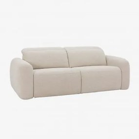 Sofá De 2 Lugares Reclinável E Elétrico Em Chenille Sirex Chenille Beige Creme - Sklum