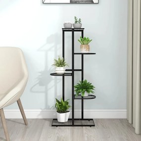 Suporte de Vasos com 5 Prateleiras em Metal - Preto - Design Moderno