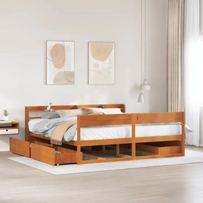vidaXL Cama sem colchão 200x200 cm pinho maciço castanho-mel