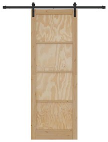 Porta Deslizante vidaXL com Conjunto de Ferragens 83x232 cm Madeira Só