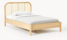 Cama de solteiro em madeira com cabeceira em vime vienense Jones