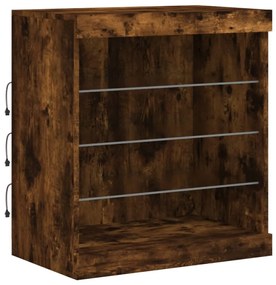 Aparador com luzes LED 142,5x37x67 cm carvalho fumado