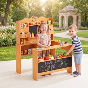 Loja de Brincar Infantil, 111,5 x 82 x 119,5 cm, Com Quadros de Ardósia, Amarelo