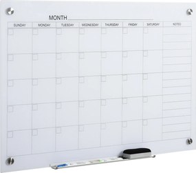 Vinsetto Quadro Branco Calendário 90 x 60cm Calendário de Parede com Prateleira para Canetas Apagável a Seco Planeador Semanal com 4 Canetas, Apagador, Calendário Mensal para Escritório Escola Cozinha Casa | Aosom Portugal