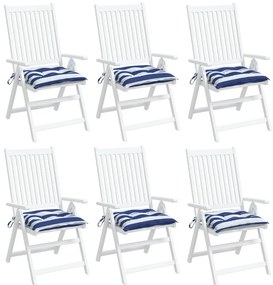 Almofadões p/ cadeira 6pcs 40x40x7 cm tecido riscas azul/branco