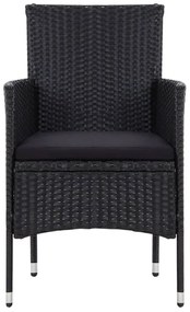 4 pcs conjunto lounge de jardim c/ almofadões vime PE preto