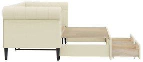 Sofá-cama c/ gavetão e gavetas 90x200 cm couro artif. cor creme