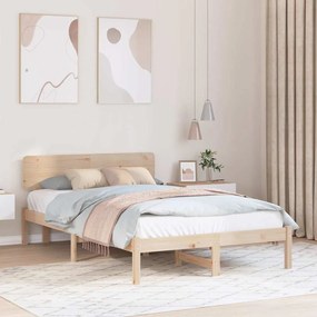 vidaXL Cama com cabeceira 140x190 cm em madeira de pinho