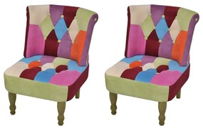 Cadeiras francesas 2 pcs tecido com design de retalhos