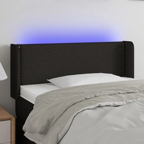 3123072 vidaXL Cabeceira de cama c/ luzes LED tecido 83x16x78/88 cm preto
