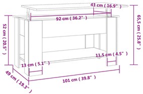 Mesa de centro 101x49x52 cm madeira processada cinza cimento