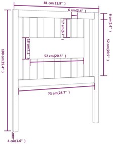 Cabeceira de cama 81x4x100 cm pinho maciço castanho mel