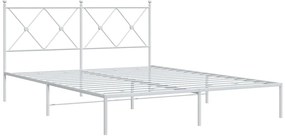 Estrutura de cama com cabeceira 160x200 cm metal branco