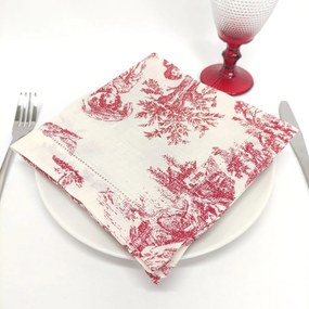 Individual/Guardanapo Linho COL Toile de Jouy Red