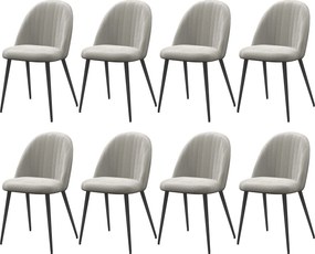 Conjunto de 8 Cadeiras de Sala de Jantar Modernas (MESA NÃO INCLUIDA) Cadeiras Estofadas em Veludo com Encosto Alto 50x52x83 cm Cinza