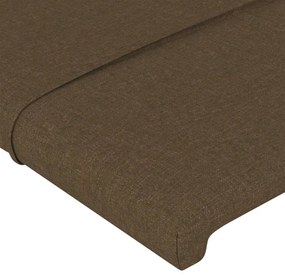 Cabeceira de cama c/ luzes LED tecido 203x16x78/88 cm castanho