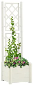 Vaso/floreira de jardim com treliça 43x43x142 cm PP branco
