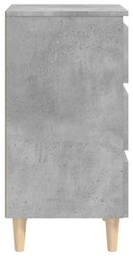 Mesas cabeceira pernas madeira 2pcs 40x35x69cm cinzento cimento