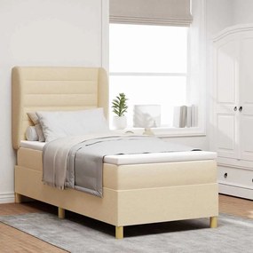 Cama Box Spring com Colchão creme 90x190 cm em Tecido