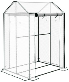 Outsunny Estufa de Jardim com 2 Espaços e 2 Portas Enroláveis 0 8 ㎡ Estufa de Tomates 1x0 8x1,5 m Aço e Pe | Aosom Portugal