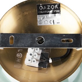 Candeeiro de teto Art Deco em latão com vidro verde - Pallon