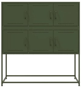 Aparador 100,5x39x107 cm aço verde-azeitona