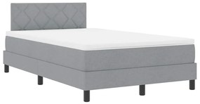 Cama Box Spring com Colchão &amp; LED Cinza Claro 120x190 cm Tecido