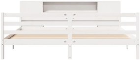 Cama com estante sem colchão 200x200 cm pinho maciço branco