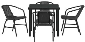 Conjunto de Jantar de Jardim com 5 Peças em Rattan Sintético Preto