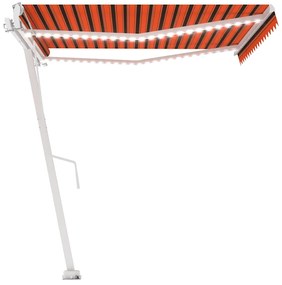 Toldo autom. LED e sensor de vento 400x300 cm laranja/castanho