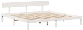 Cama com estante sem colchão 200x200 cm pinho maciço branco