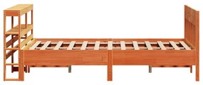 Cama sem colchão 160x200 cm madeira pinho maciço castanho-mel