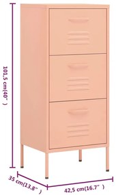 Armário de arrumação aço 42,5x35x101,5 cm rosa