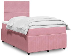 Cama boxspring com colchão 120x200 cm veludo rosa