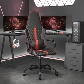 vidaXL Cadeira de gaming couro artificial preto e vermelho