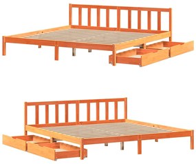 Cama sem colchão 200x200 cm pinho maciço castanho-mel