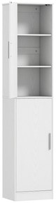 HOMCOM Móvel de Casa de Banho Coluna com 2 Portas e 4 Prateleiras Ajustáveis 40x35x180 cm Branco | Aosom Portugal