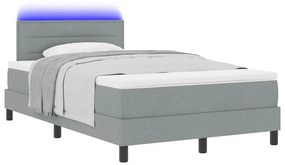 Cama Box com Colchão &amp; Luz LED Cinza 120x190 cm Tecido