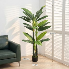 Planta Artificial Bananeira, 70 x 60 x 180 cm, 18 Folhas Realistas, Verde