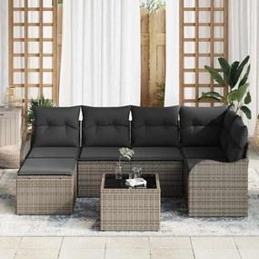 Conjunto de Sofás de Jardim de 6 Peças com Almofadas Rattan Polímero P