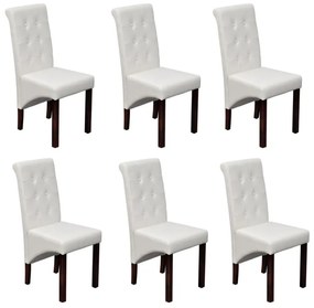 Cadeiras de jantar 6 pcs couro artificial branco