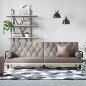 vidaXL Sofá-cama com apoio de braços tecido cinzento-acastanhado